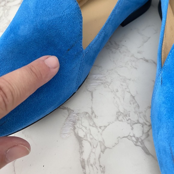 Naturalizer Emiline Bauhaus Loafer Sz 8.5‎ W Blue Suede Slip-on Low Heel Work - Picture 3 of 11